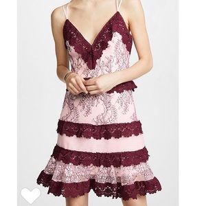 La Maison Talulah Pink Burgundy Lace Ruffle Size M